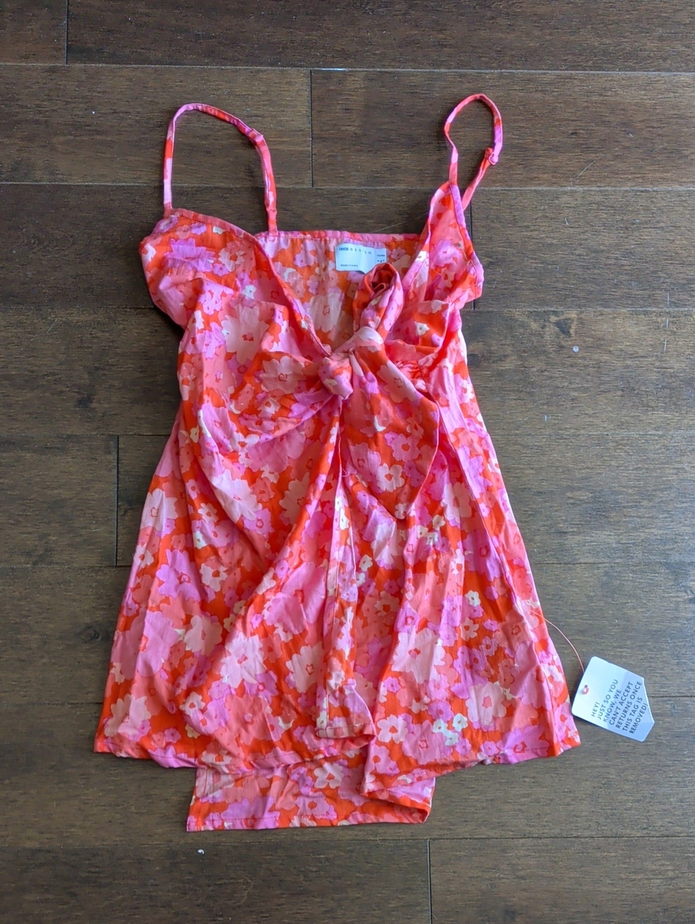 ASOS Petite Pink &‎ Orange Floral Tie-Front Chemise